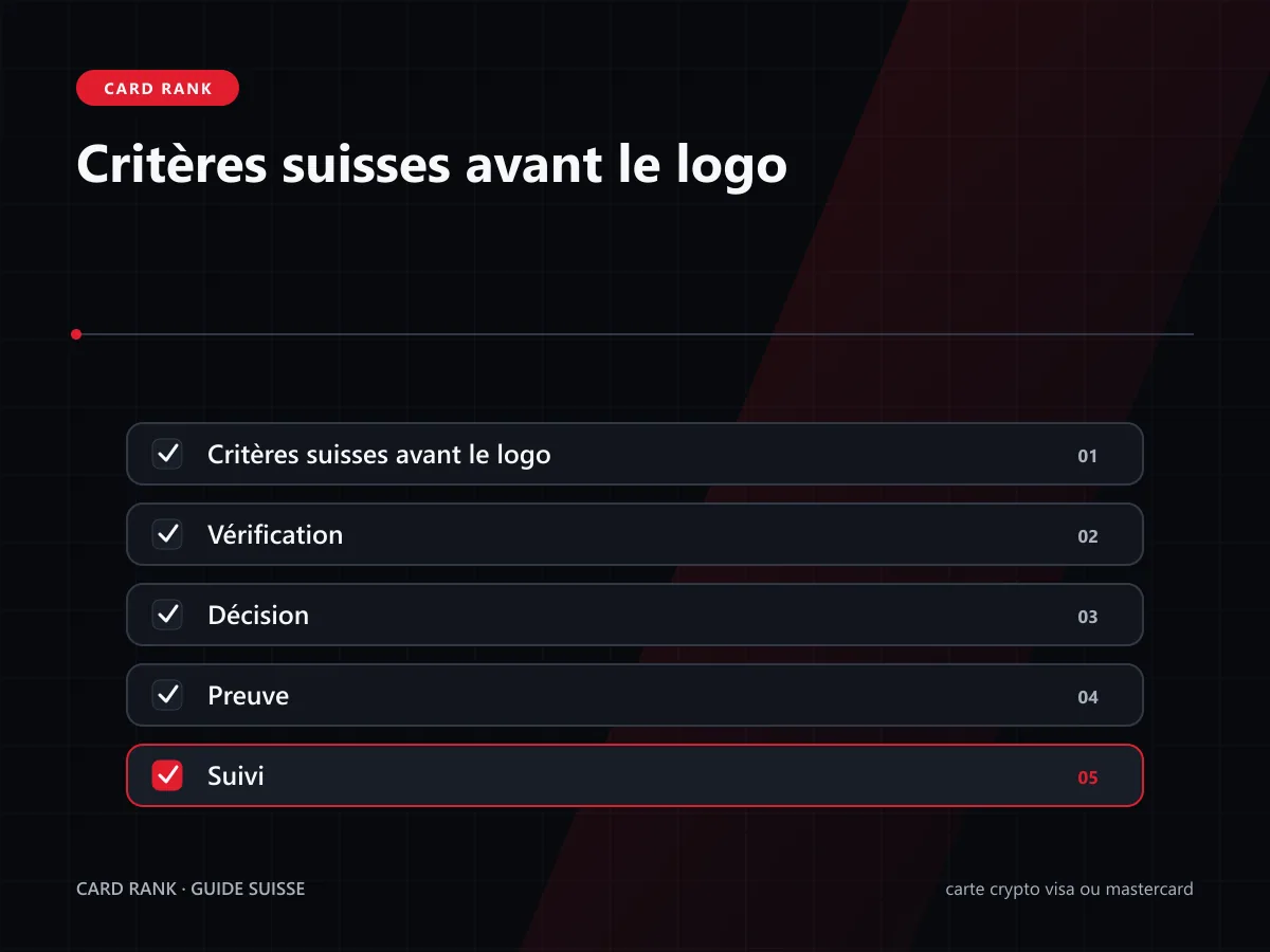 Checklist : critères suisses avant de regarder le réseau